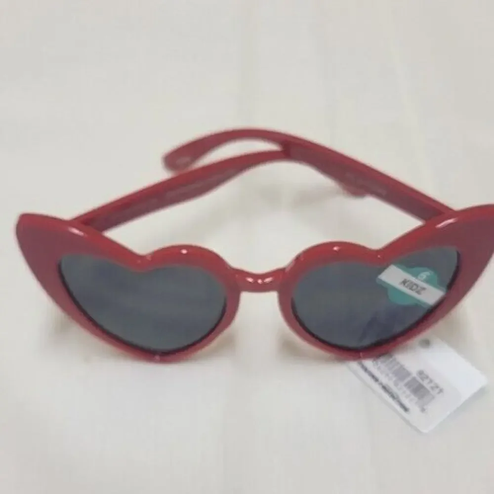 Piranha Kidz 62121 Retro Heart Frame Cats Eye Sunglasses Red